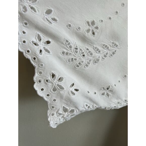 White Eyelet Coverup Mini Dress Swim Cotton Embroidered Lined Boho Beach Bride M - Picture 6 of 13